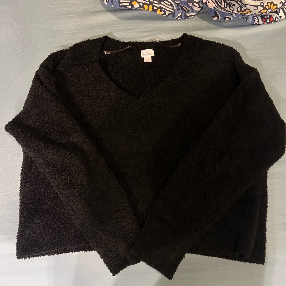 Stars Above Black V-Neck Sweater